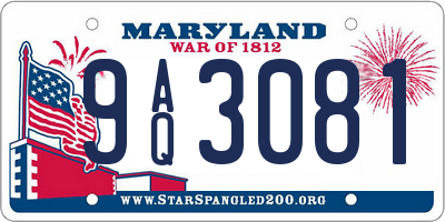 MD license plate 9AQ3081