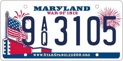 MD license plate 9AQ3105