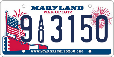 MD license plate 9AQ3150