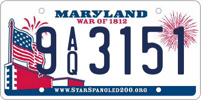 MD license plate 9AQ3151