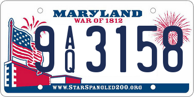 MD license plate 9AQ3158