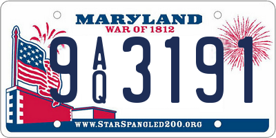 MD license plate 9AQ3191