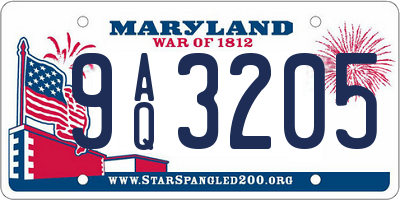 MD license plate 9AQ3205