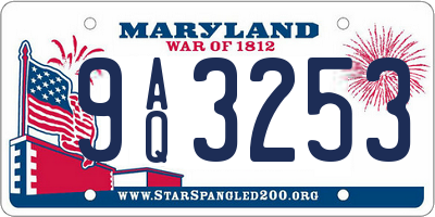 MD license plate 9AQ3253
