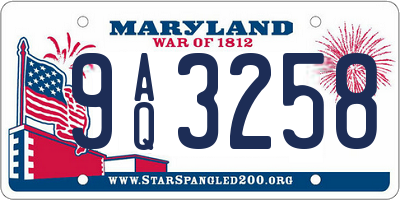MD license plate 9AQ3258