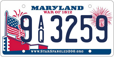 MD license plate 9AQ3259