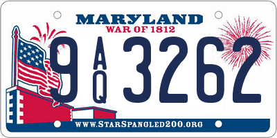 MD license plate 9AQ3262