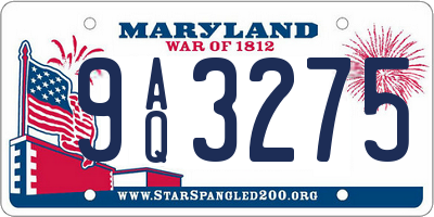 MD license plate 9AQ3275