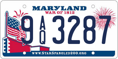 MD license plate 9AQ3287
