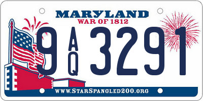 MD license plate 9AQ3291