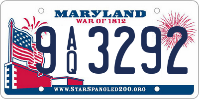 MD license plate 9AQ3292