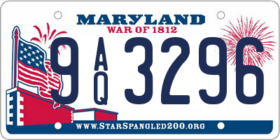 MD license plate 9AQ3296