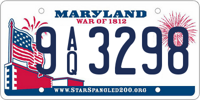 MD license plate 9AQ3298