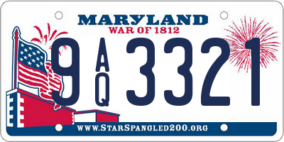 MD license plate 9AQ3321