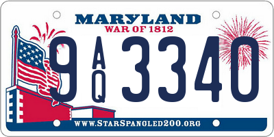 MD license plate 9AQ3340