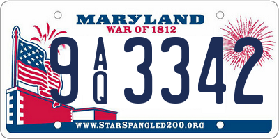 MD license plate 9AQ3342