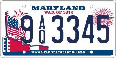 MD license plate 9AQ3345
