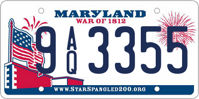 MD license plate 9AQ3355