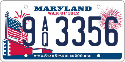 MD license plate 9AQ3356
