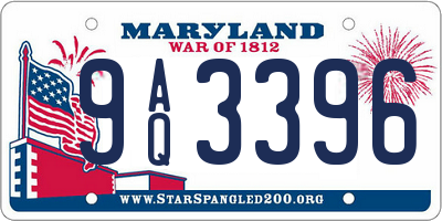 MD license plate 9AQ3396