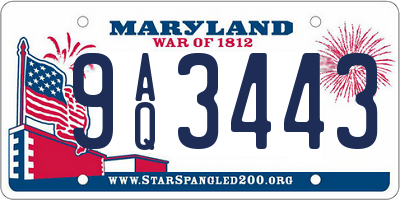 MD license plate 9AQ3443
