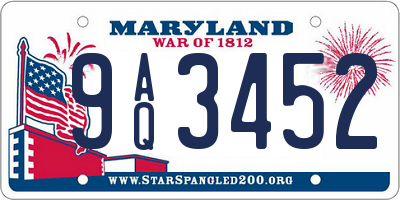 MD license plate 9AQ3452