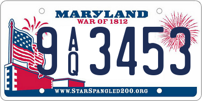 MD license plate 9AQ3453