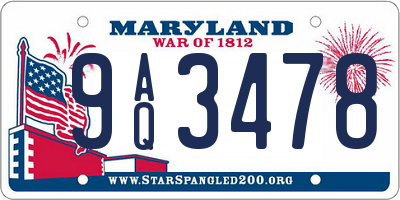 MD license plate 9AQ3478