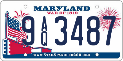 MD license plate 9AQ3487