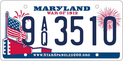 MD license plate 9AQ3510