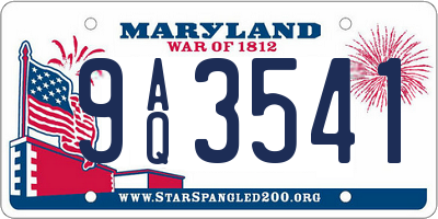 MD license plate 9AQ3541