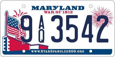 MD license plate 9AQ3542