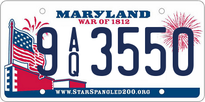 MD license plate 9AQ3550