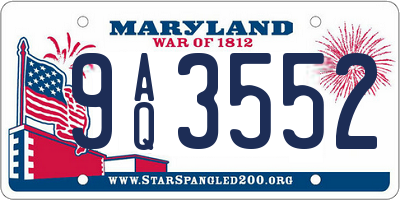 MD license plate 9AQ3552