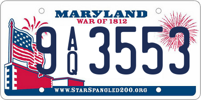 MD license plate 9AQ3553
