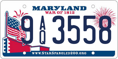 MD license plate 9AQ3558
