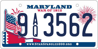 MD license plate 9AQ3562