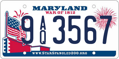 MD license plate 9AQ3567