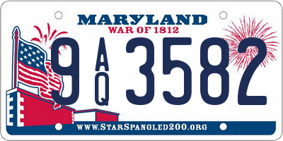 MD license plate 9AQ3582