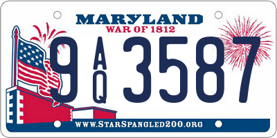 MD license plate 9AQ3587