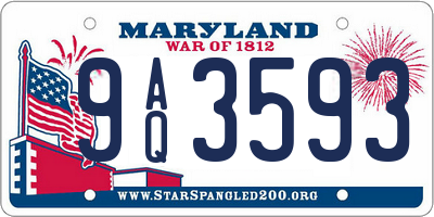 MD license plate 9AQ3593