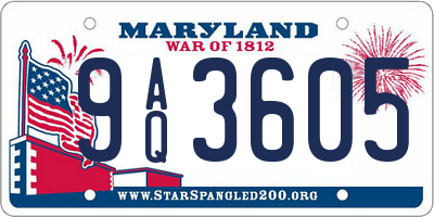 MD license plate 9AQ3605