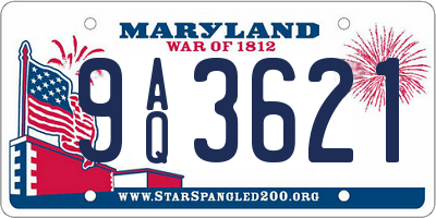 MD license plate 9AQ3621