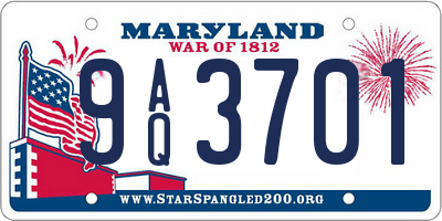 MD license plate 9AQ3701