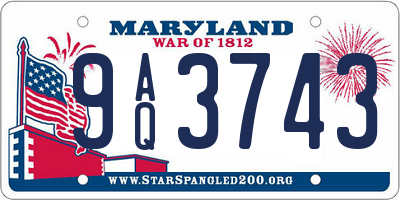 MD license plate 9AQ3743