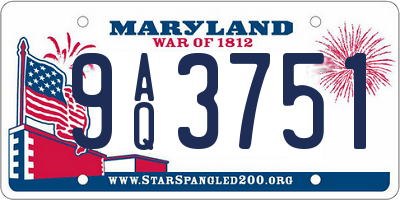 MD license plate 9AQ3751