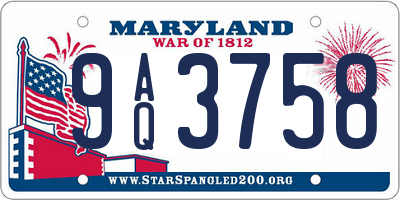 MD license plate 9AQ3758