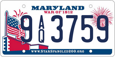 MD license plate 9AQ3759