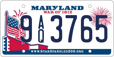 MD license plate 9AQ3765