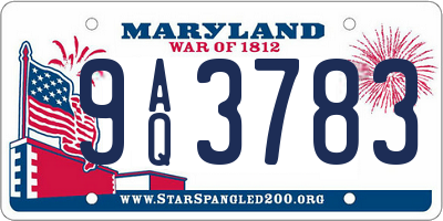 MD license plate 9AQ3783